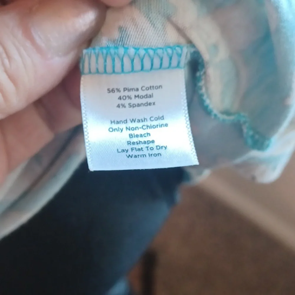 Talbots Teal and Tan Paisley Print Blouse. - Picture 5 of 5
